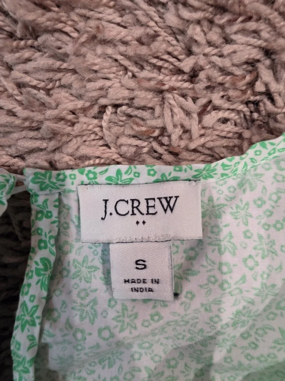 J.Crew Green Floral Puff Sleeve Smocked Blouse Size Small